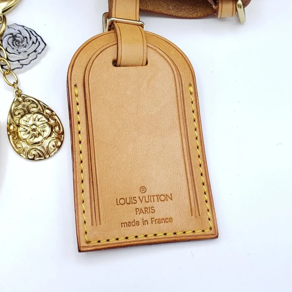 Authentic Louis Vuitton Luggage Nametag and Gold Padlock with Unbranded Keycharm